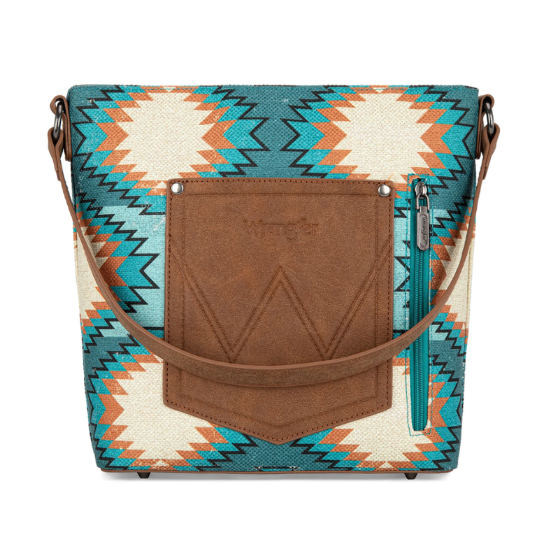 Wrangler Wrangler Aztec Distressed Print Hobo/Crossbody - Turquoise