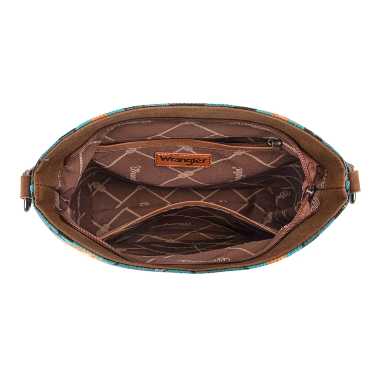 Wrangler Wrangler Aztec Distressed Print Hobo/Crossbody - Turquoise