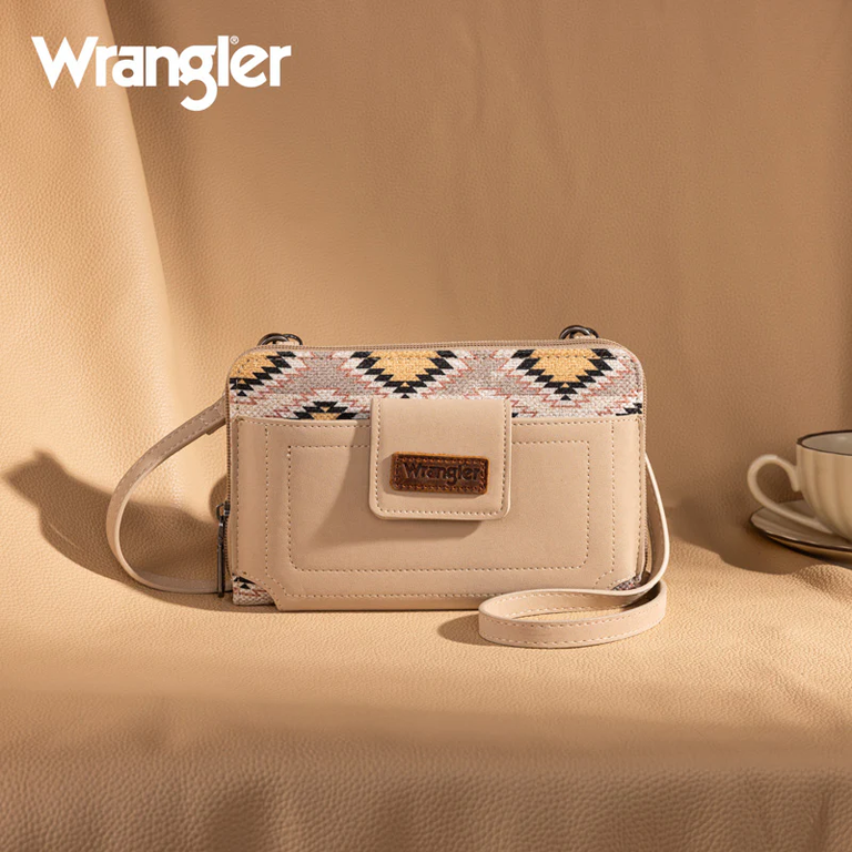 Wrangler Wrangler Aztec Distressed Print Phone Wallet - Beige