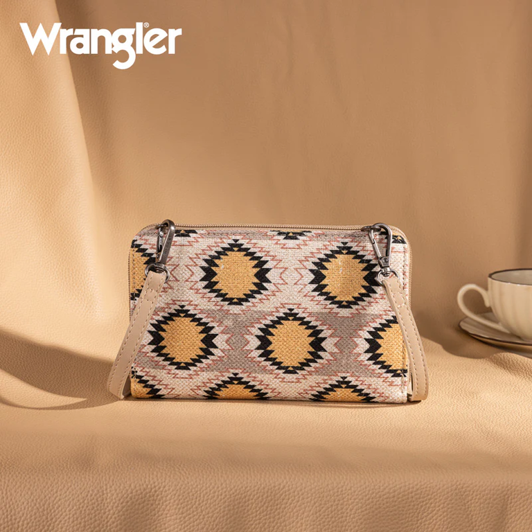 Wrangler Wrangler Aztec Distressed Print Phone Wallet - Beige