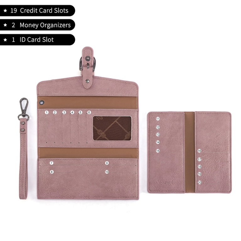 Wrangler Wrangler Trifold RFID Wallet/Wristlet - Pink