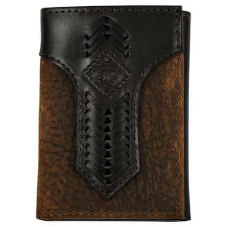 Justin Justin Oiled Texture With Stitched Yoke Trifold Wallet