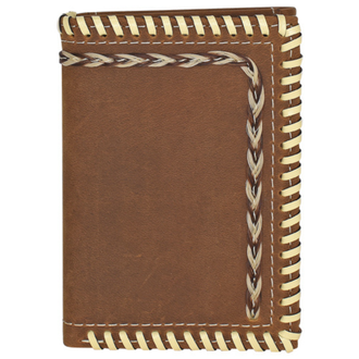 Justin Justin Whip Stitch With Horse Hair Trifold Wallet