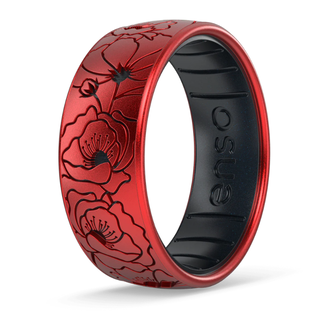 Enso Enso Silicone Ring - Poppies - Black/Red