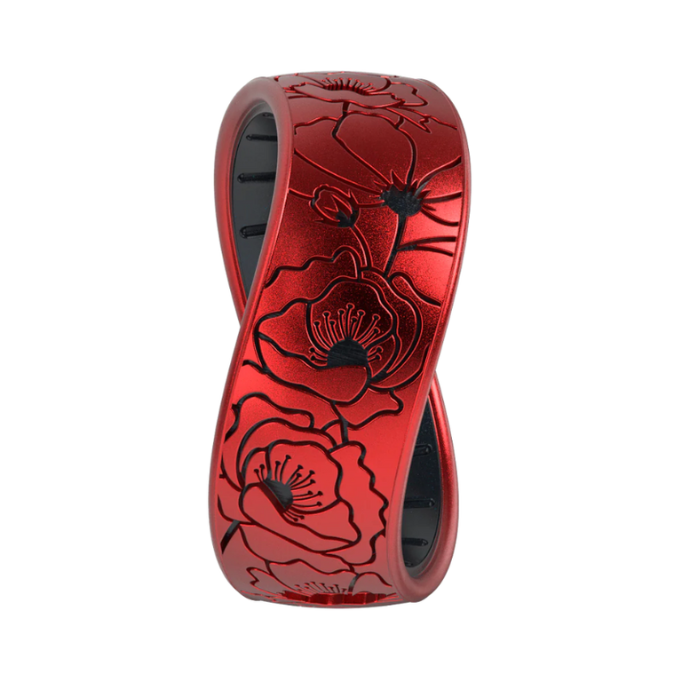 Enso Enso Silicone Ring - Poppies - Black/Red