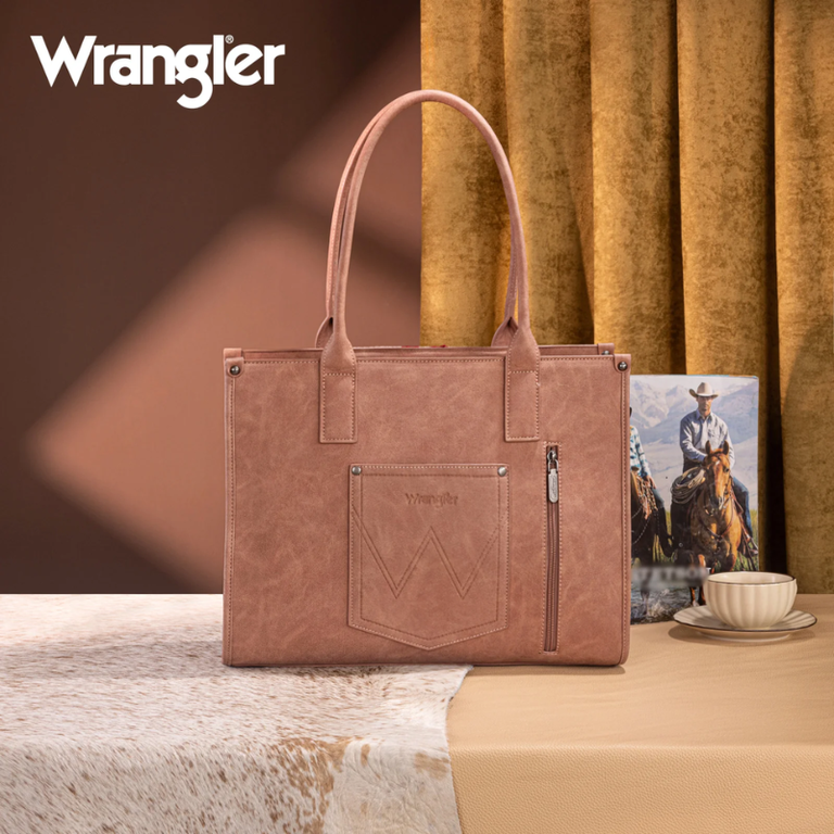 Wrangler Wrangler Tooled Aztec Pattern Print Concealed Carry Large Tote - Pink