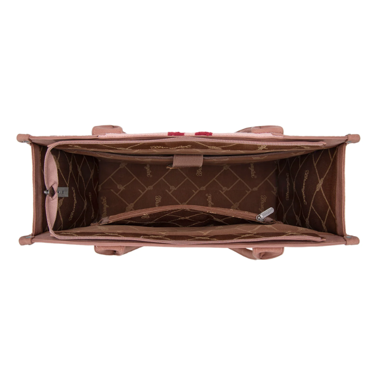 Wrangler Wrangler Tooled Aztec Pattern Print Concealed Carry Large Tote - Pink