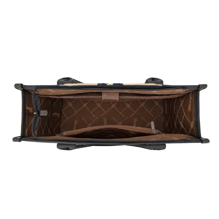 Wrangler Wrangler Tooled Aztec Pattern Print Concealed Carry Large Tote - Black