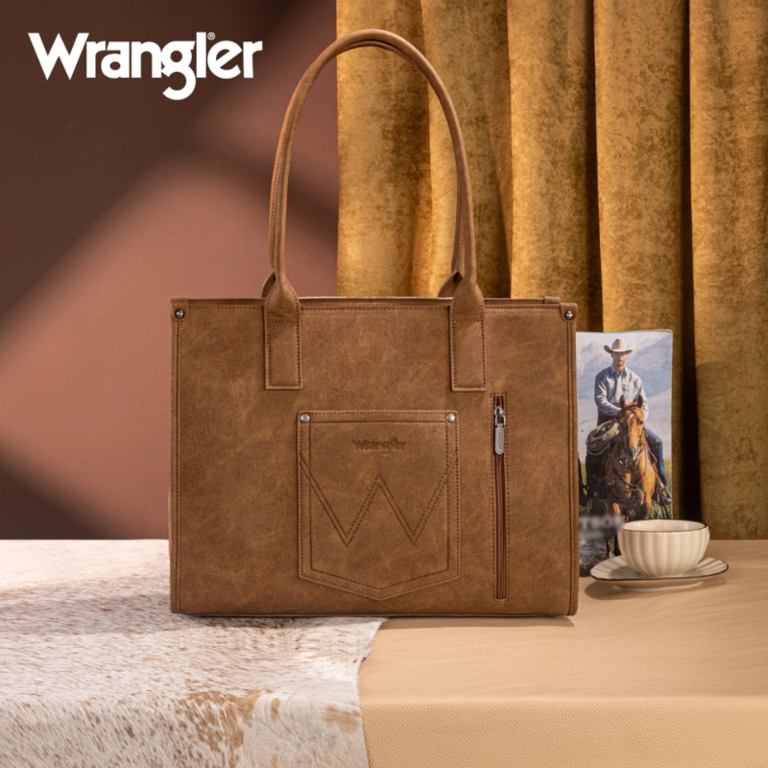 Wrangler Wrangler Tooled Aztec Pattern Print Concealed Carry Large Tote - Brown