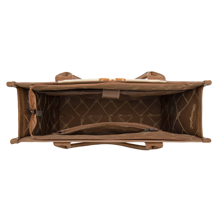 Wrangler Wrangler Tooled Aztec Pattern Print Concealed Carry Large Tote - Brown