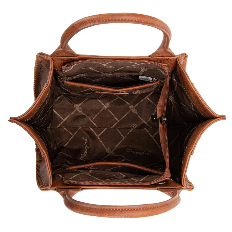 Wrangler Wrangler Embroidered Trapezoid Concealed Carry Tote/Crossbody - Brown