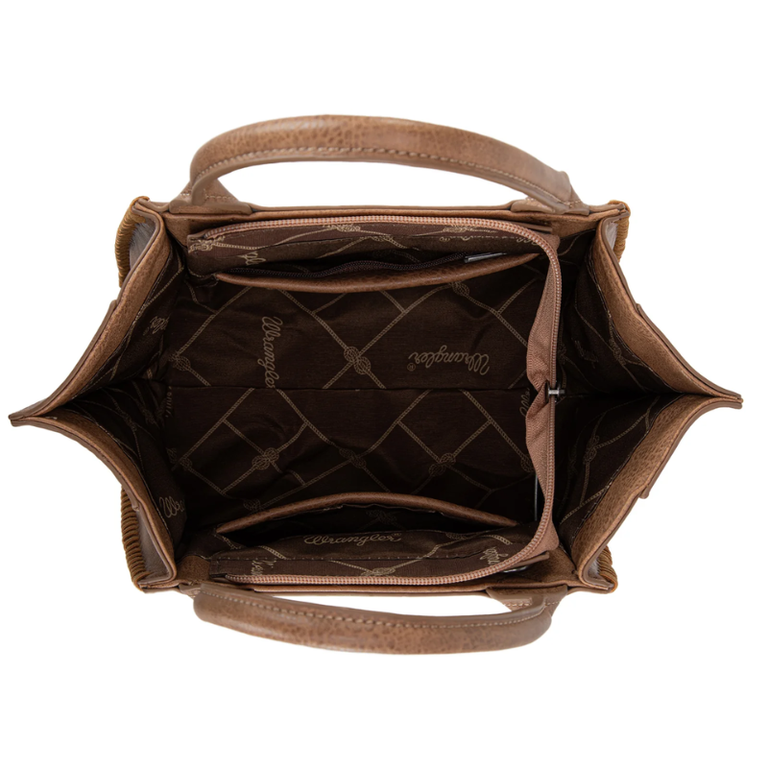 Wrangler Wrangler Embroidered Trapezoid Concealed Carry Tote/Crossbody - Khaki