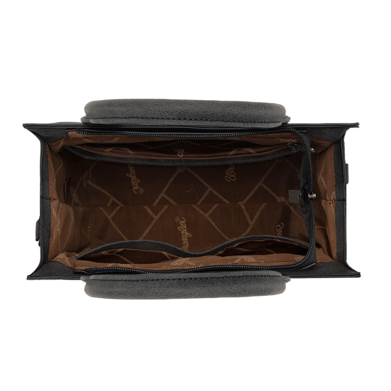 Wrangler Wrangler Tooled Aztec Pattern Print Concealed Carry Tote/Crossbody - Black