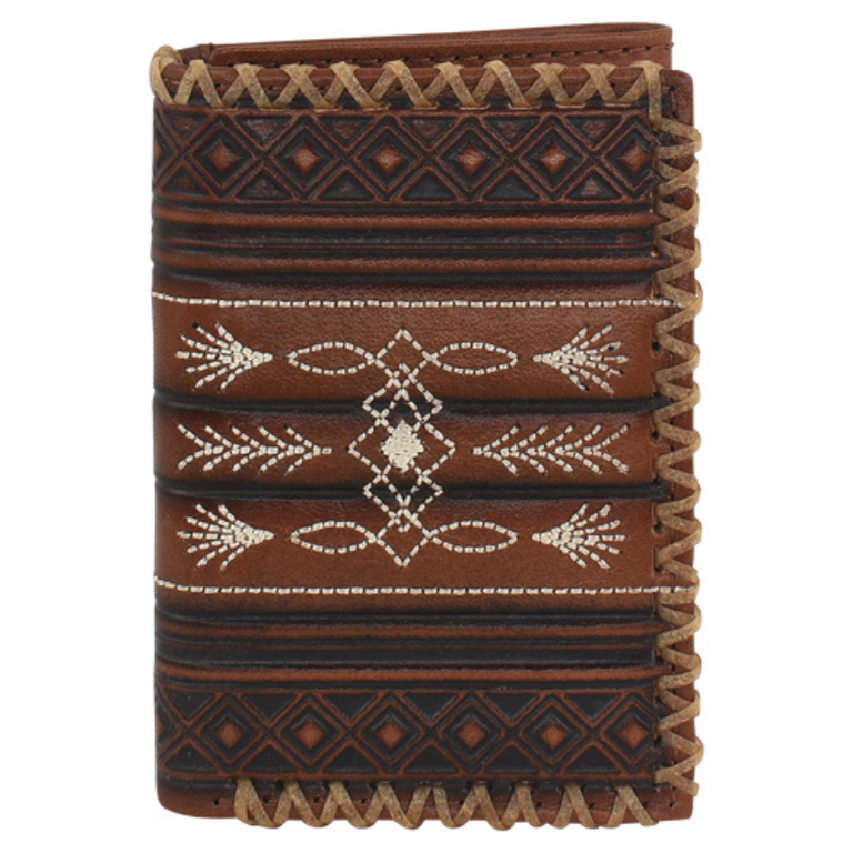 Tony Lama Tony Lama Geometric Embossed Toebug Design Trifold Wallet