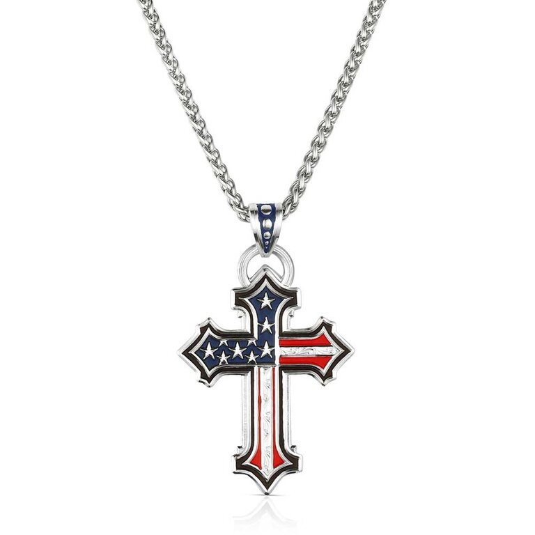 Montana Silversmiths Montana Silversmiths God And Country Cross Necklace