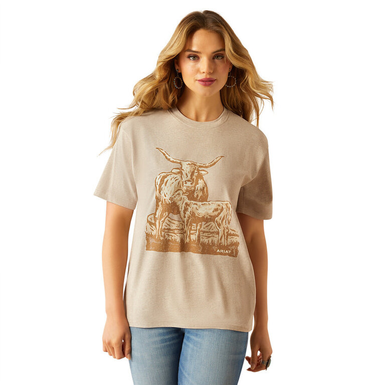Ariat Ariat Longhorn Tshirt - Oatmeal Heather