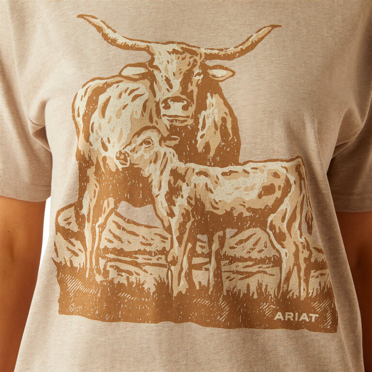 Ariat Ariat Longhorn Tshirt - Oatmeal Heather