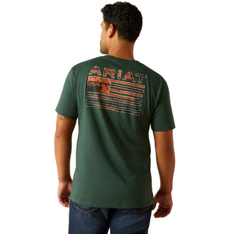 Ariat Ariat Rustic Wood Flag Tshirt - Forest Green