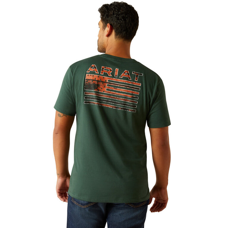 Ariat Ariat Rustic Wood Flag Tshirt - Forest Green