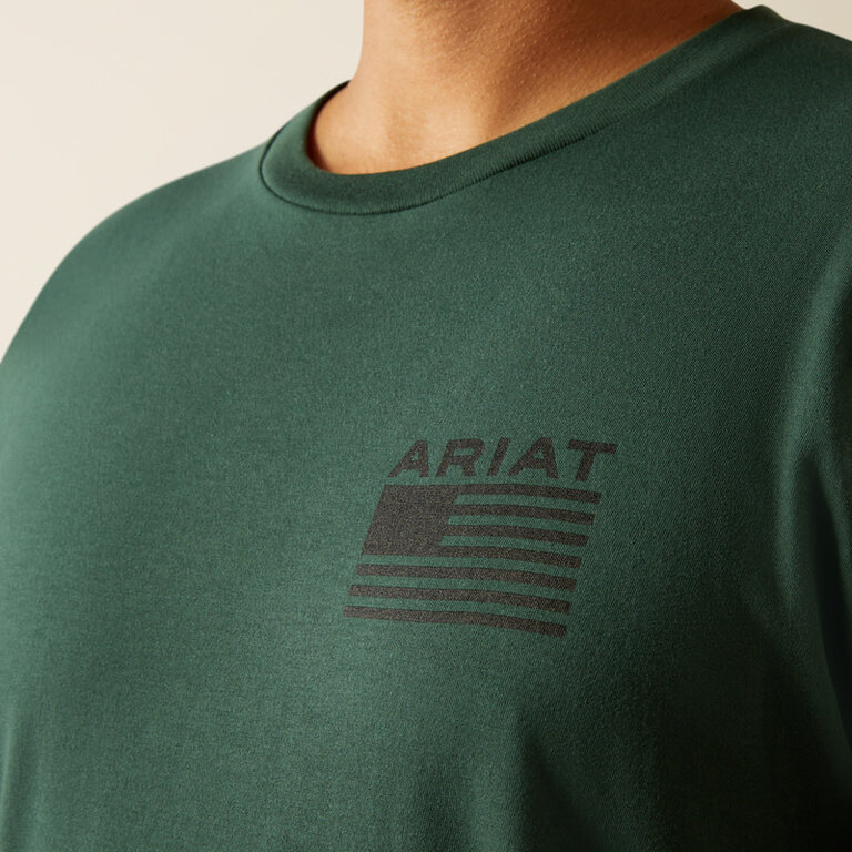 Ariat Ariat Rustic Wood Flag Tshirt - Forest Green