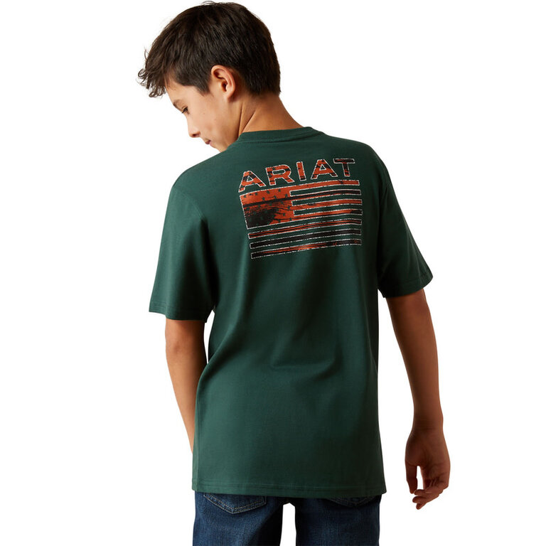 Ariat Ariat Rustic Wood Flag S/S Tshirt - Forest Green