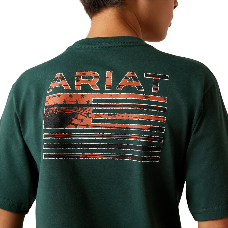 Ariat Ariat Rustic Wood Flag S/S Tshirt - Forest Green