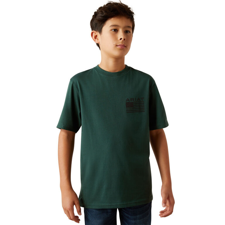 Ariat Ariat Rustic Wood Flag S/S Tshirt - Forest Green