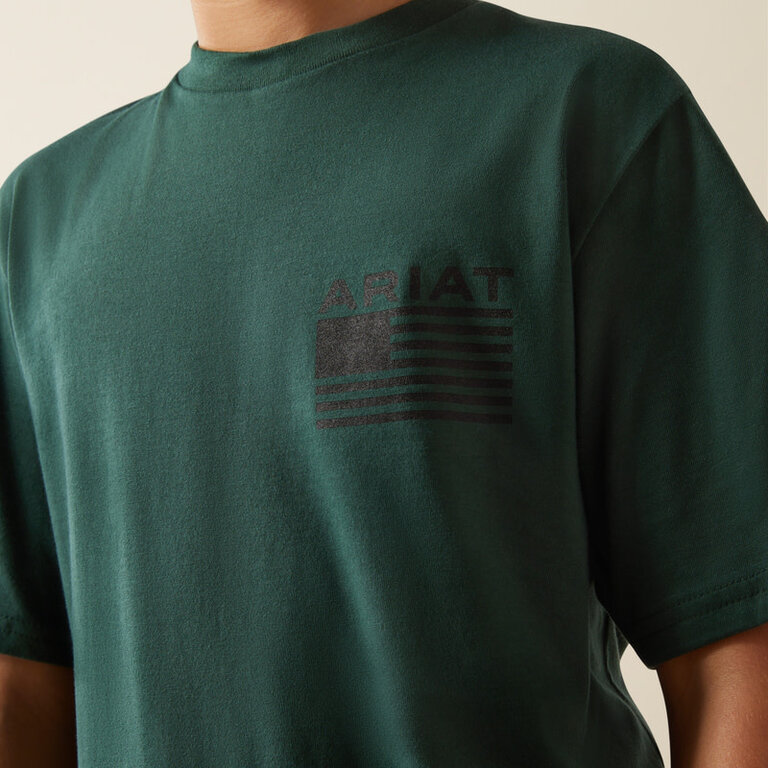 Ariat Ariat Rustic Wood Flag S/S Tshirt - Forest Green