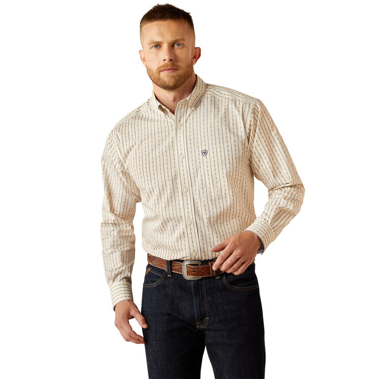 Ariat Ariat Randall Wrinkle Free L/S Shirt - Off White/Purple