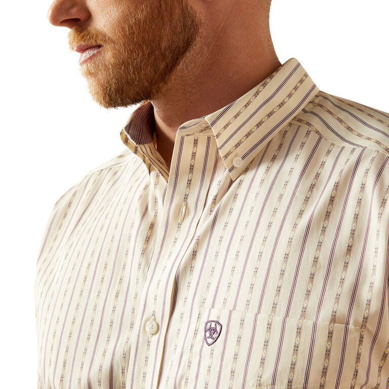 Ariat Ariat Randall Wrinkle Free L/S Shirt - Off White/Purple