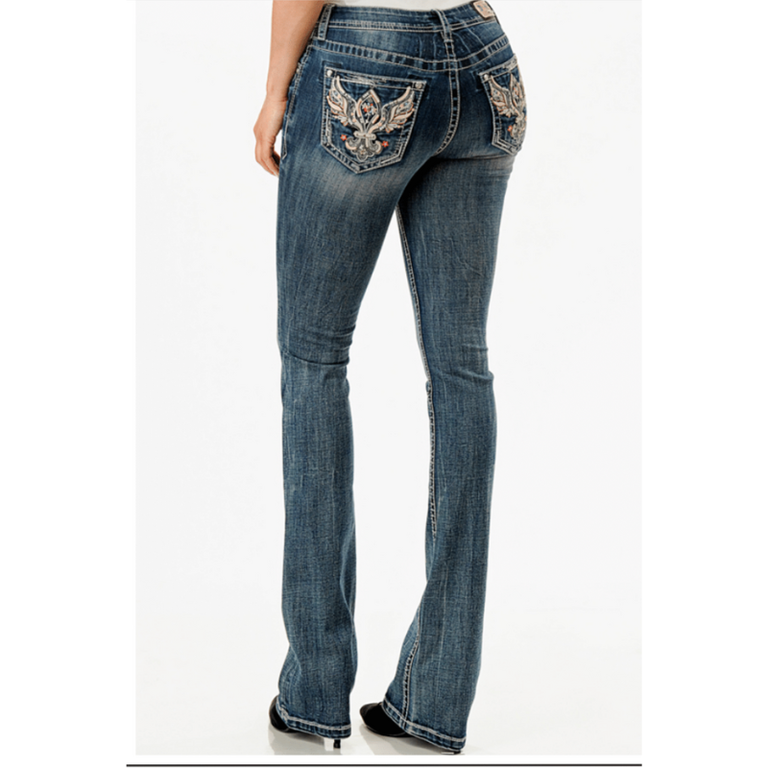 Grace in LA Grace In LA Boot Cut Jeans - Wings - 32" Inseam