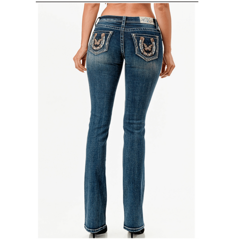 Grace in LA Grace In LA Boot Cut Jeans - Butterfly/Horseshoe - 32" Inseam