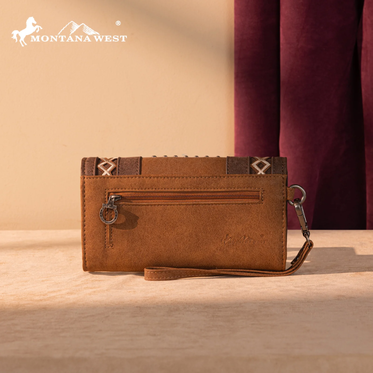 Montana West Cut-Out Embroidered Collection Wallet - Brown