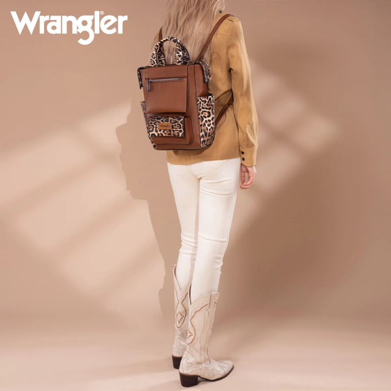 Wrangler Wrangler Tote/Shoulder Bag Convertible Backpack - Leopard