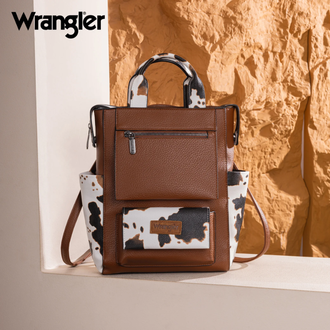 Wrangler Wrangler Tote/Shoulder Bag Convertible Backpack - Brown Cow Print