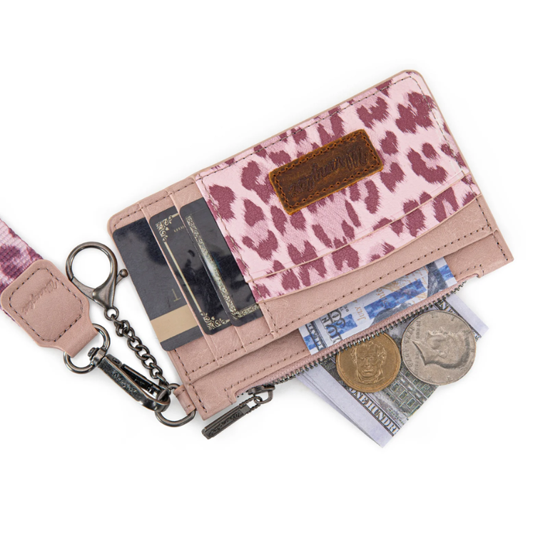 Wrangler Wrangler Aztec Key Chain Wristlet Card Wallet - Pink Leopard