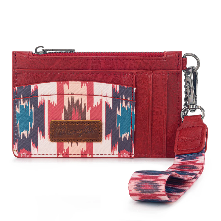 Wrangler Wrangler Aztec Print Key Chain Wristlet Card Wallet - Burgundy