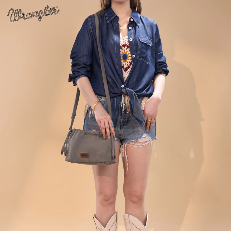 Wrangler Wrangler Drawstring Small Crossbody Bag - Grey