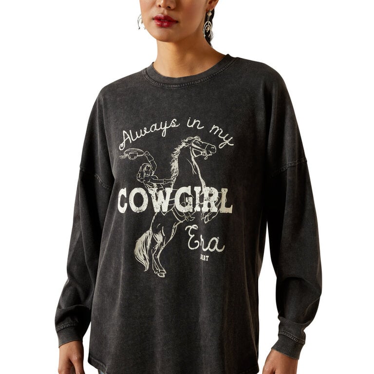 Ariat Ariat Canvas "Always In My Cowboy Era" Oversized L/S Shirt - Black Mineral Wash