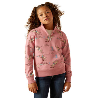 Ariat Ariat Bronc Scene 1/4 Zip Sweatshirt - Dark Pink