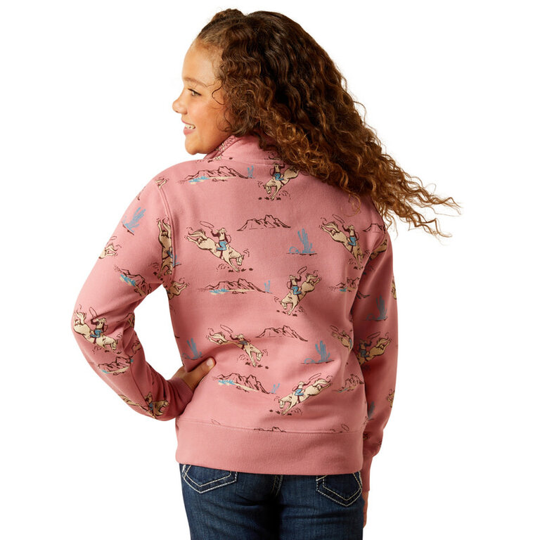 Ariat Ariat Bronc Scene 1/4 Zip Sweatshirt - Dark Pink