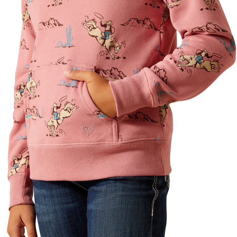 Ariat Ariat Bronc Scene 1/4 Zip Sweatshirt - Dark Pink