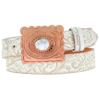 Hooey Hooey Stella Hand Tooled Filigree Leather Belt
