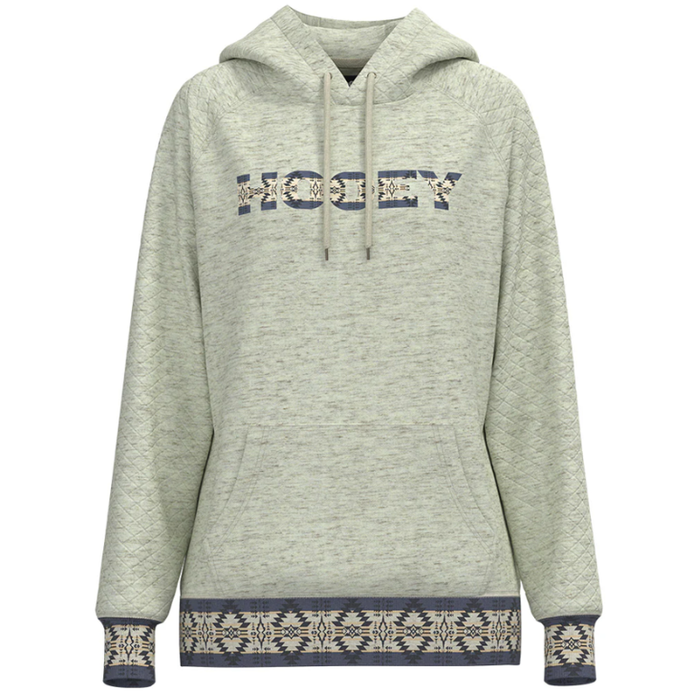 Hooey Hooey Trophy Quilted Hoodie With Aztec Pattern- Oatmeal