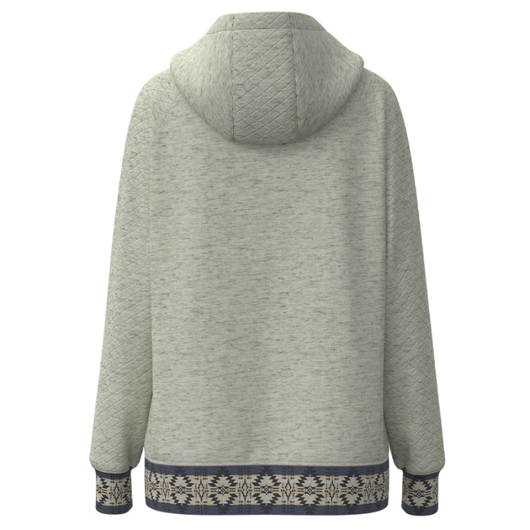 Hooey Hooey Trophy Quilted Hoodie With Aztec Pattern- Oatmeal