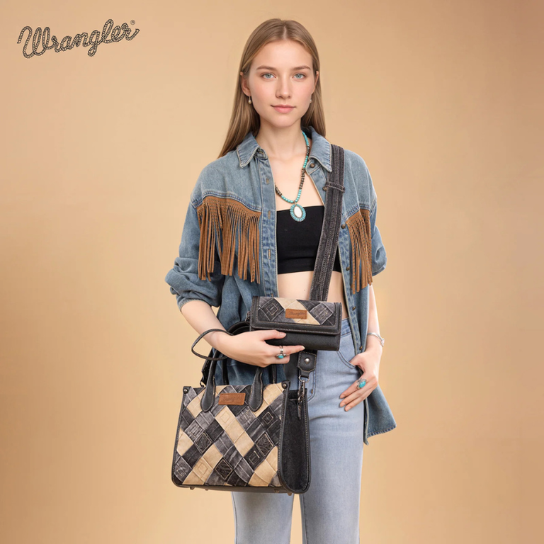 Wrangler Wrangler Denim Woven Concealed Carry Tote - Black