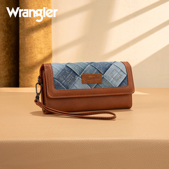 Wrangler Wrangler Denim Woven Tri-Fold Wristlet/Wallet