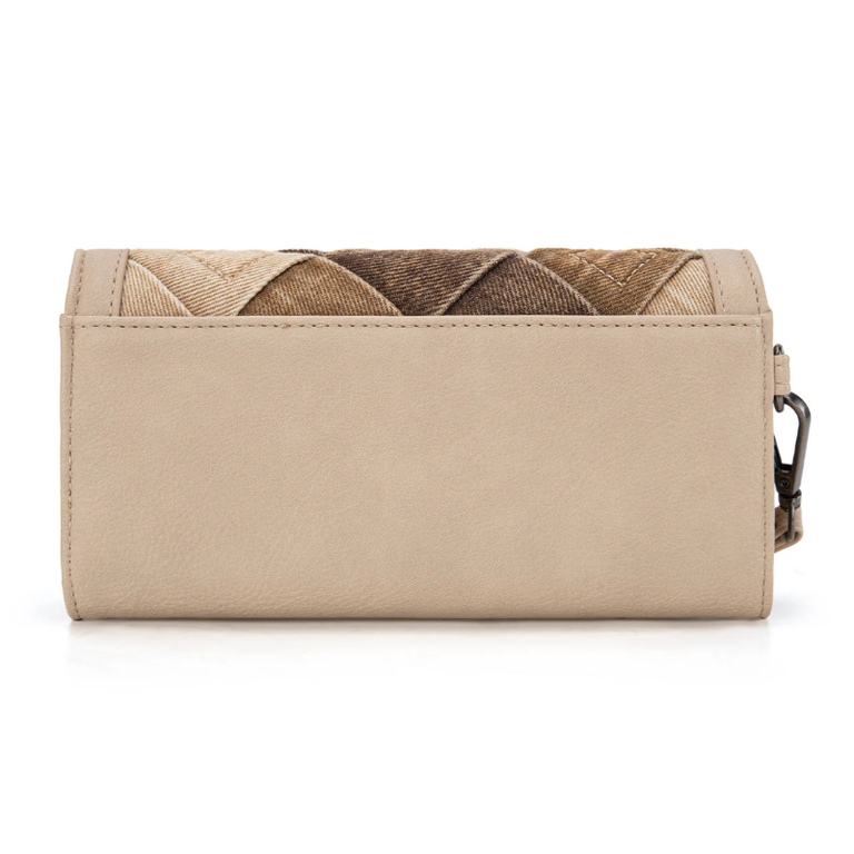 Wrangler Wrangler Woven Denim Tri-Fold Wristlet/Wallet - Tan