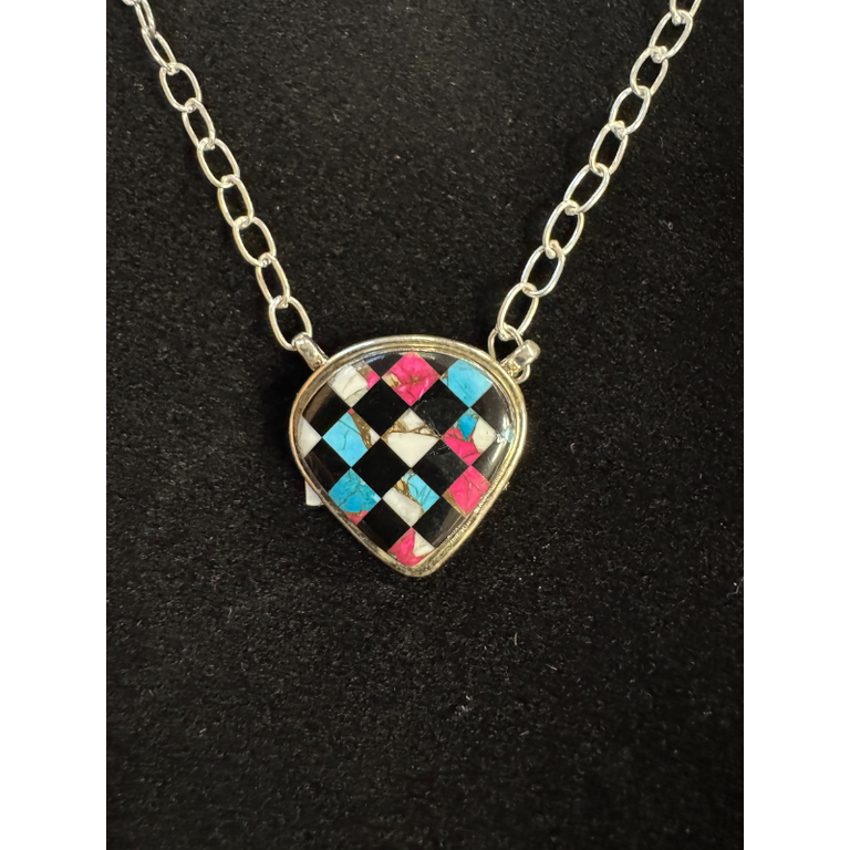 Indian Touch Of Gallup Hada Collection Cotton Candy Checkered Necklace