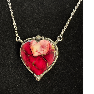 Indian Touch Of Gallup Hada Collection Dahlia Rose Heart Necklace